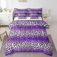 thumbnail image 1 of Erosebridal Ensemble de Literie Mode Imprimé Guépard Taille Simple, Ensemble de Literie Géométrique Violet Taille Simple, Ensemble de Couette Réversible pour Femme Adulte avec Draps, Décoratif de Chambre Léger, 7 Pcs, 1 of 7