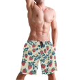 thumbnail image 5 of Dailycode Men's Quick Dry Swim Trunks Beach Shorts Casual Summer Board Shorts with Pockets, Retro Strawberry and Leaves, 5 of 8
