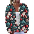 thumbnail image 2 of Chaqueta y abrigo informal de manga larga sin capucha para mujer, cárdigan de punto con estampado navideño informal, chaqueta abotonada, abrigo, blusa de poliéster para mujer, 2 of 5