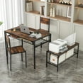 thumbnail image 2 of Giantex Space-saving Dining Table Set for 4, Industrial Rectangular Table w/ 2 Chairs, 1 Bench, Storage Racks, 2 of 10