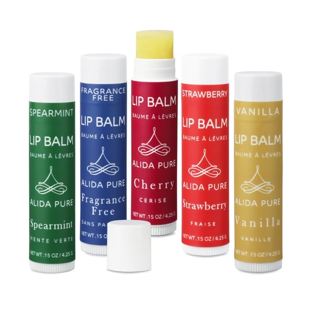 ALIDA PURE Melody Lip Balm Collection Bálsamo labial vegano sin cera de abejas con aceite de aguacate, aceite de jojoba orgánico y vitamina E, humectante natural para labios secos y agrietados, juego