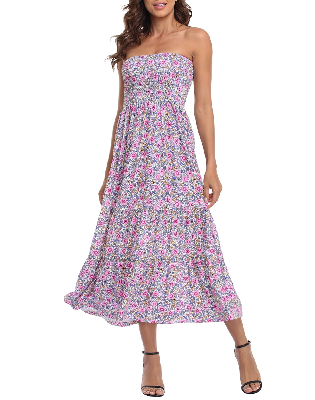 bohemian strapless maxi dress