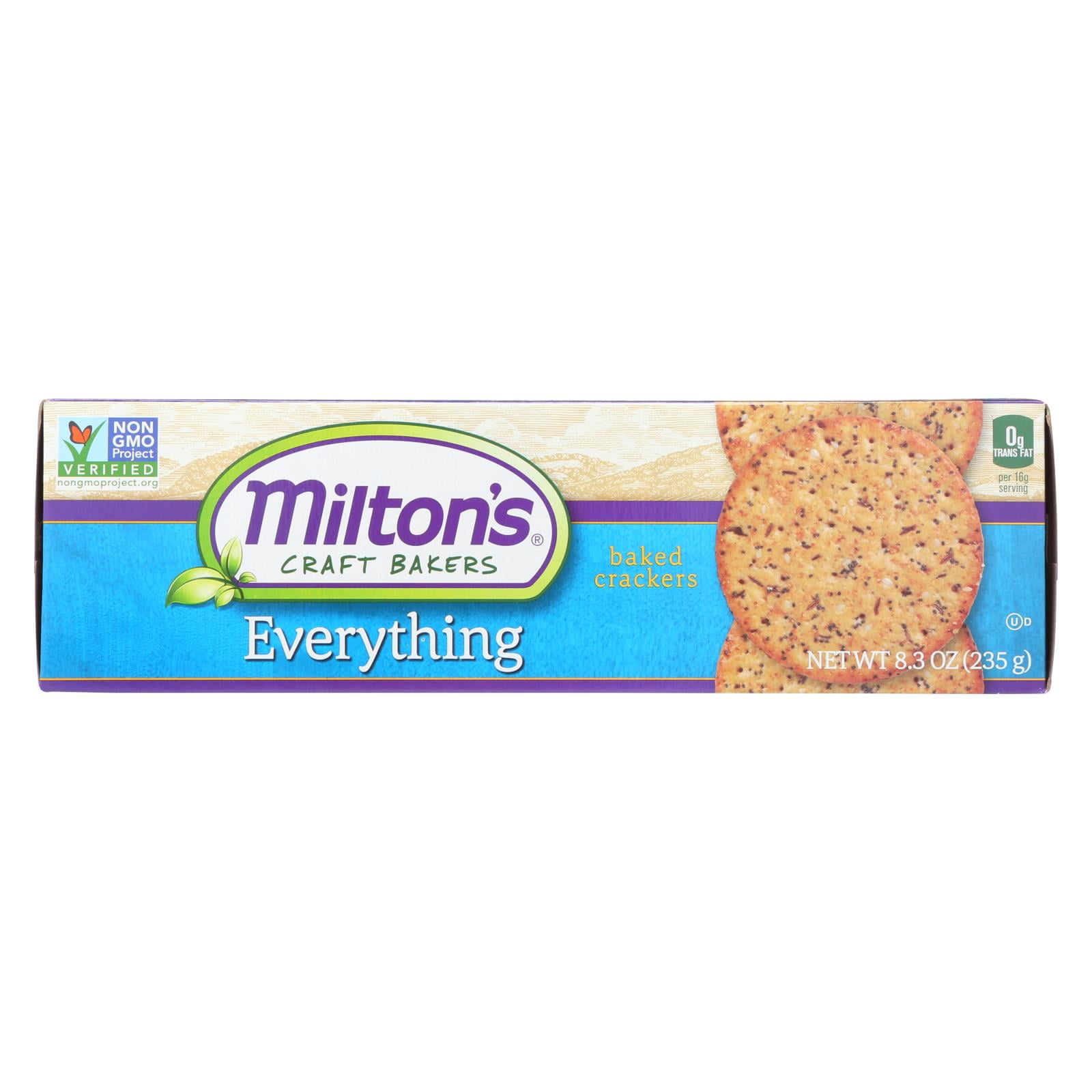 (Case of 12 )Miltons Gourmet Baked Crackers Everything 8.3 oz