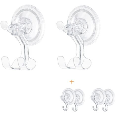 Paquete de 2 ganchos de ducha con ventosa, soporte de maquinilla de afeitar extraíble montado en la pared para baño, cocina, dormitorio, toallero, bolsa de ropa, 4 ganchos gratis