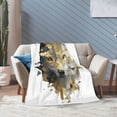 thumbnail image 6 of Geometric Wolf Throw Blanket, Gold and Black Minimalist Art Soft Flannel Fleece, Sophisticated Decor for Office, Home and Apartment 60x50, 6 of 6