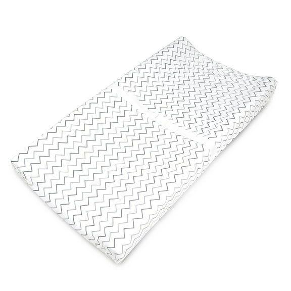 American Baby Company Printed 100% Cotton Knit Fitted Contoured Changing Table Pad Cover - Compatible with Mika Micky Bassinet, Gray Zigzag, for Boys and Girls