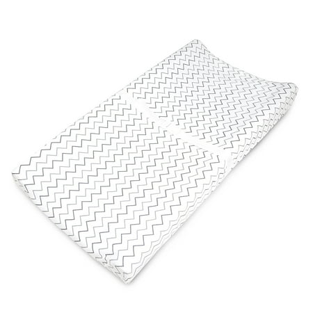 American Baby Company Printed 100% Cotton Knit Fitted Contoured Changing Table Pad Cover - Compatible with Mika Micky Bassinet, Gray Zigzag, for Boys and Girls