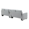 thumbnail image 7 of 4 Seater Sofa, 114.2" Modern Linen Fabric Upholstered Sofa with Storageable Coffee Table and 2 Cupholders, 2 USB Ports Wired or Wirelessly Charged, Double Loveseat Couch for Living Room, Light Gray, 7 of 7