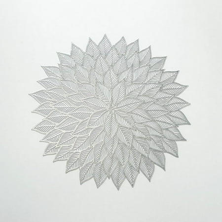 

Placemats Set of 6 New Year Round Hollow Out Flowers Place Mats for Dining Table Blooming Leaf Table Mats for Holiday Party Wedding Accent Centerpiece Dinner Table Decoration 15Inches