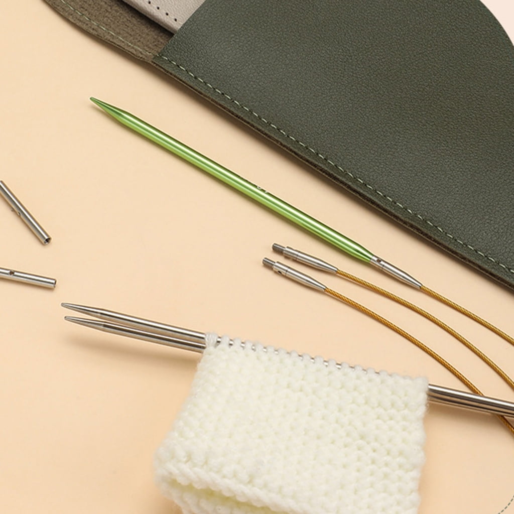 Geemin 13Pairs Interchangeable Metal Circular Knitting Needle Set with Case 3.0mm-10mm