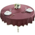 thumbnail image 1 of Heavy Weight Cotton Linen Tablecloth Lace Round Table Cloth for Kitchen Dining Room Tabletop Decoration, 36" - Round, Burgundy, 1 of 6