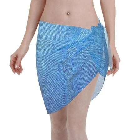 Swimsuit Coverups For Women Denim Blue Sarong Beach Bikini Wrap Sheer Short Skirt Chiffon Scarf For Swimwear