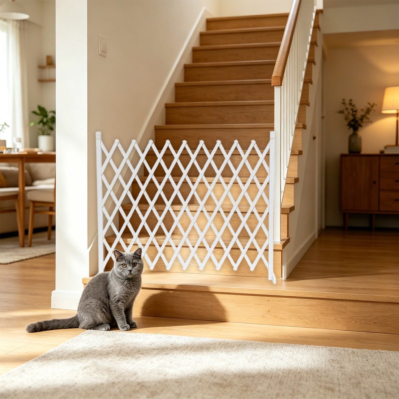 Tuvgenk Pet Barrier Safety Fence Retractable Isolation Partition Stable Anti Escape Structure Easy Install for Indoor Doorway Household Protection