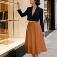thumbnail image 5 of XIAOCHA Summer Midi Skirt for Women Solid Elastic Waist Side Pocket Flowy Loose Casual Everyday Long Skirts, 5 of 7