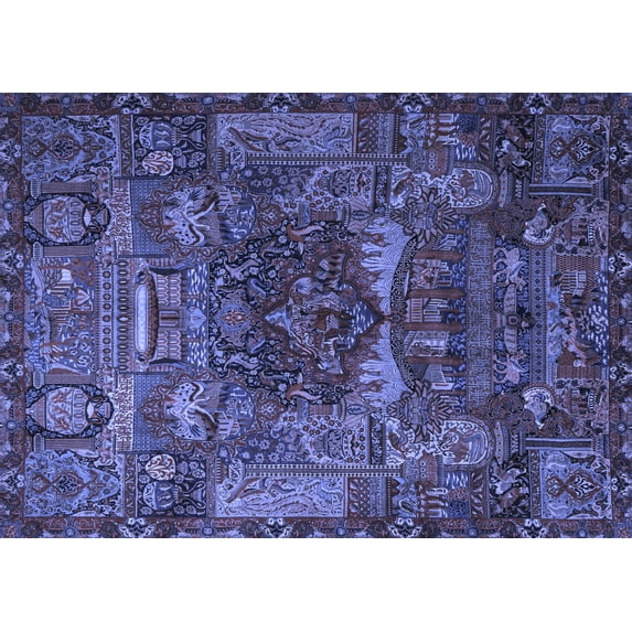 Ahgly Company Machine Washable Indoor Rectangle Animal Blue Traditional Area Rugs, 6' x 9'