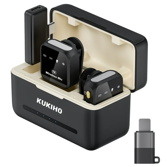 Wireless Lavalier Microphone for iPhone iPad Android with Charging Case 80h Battery Life, Noise Cancellation, 164ft Range Plug-Play Clip On Lapel Mic for Video Recording, Vlog, Live Streaming