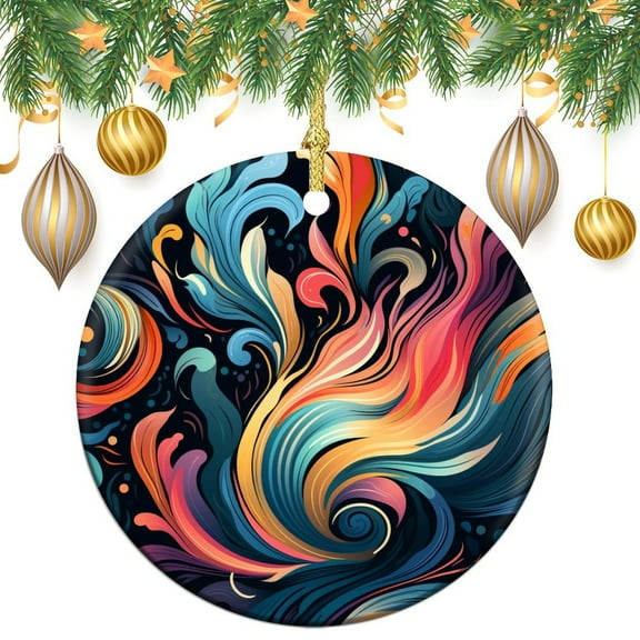 Ornament Vibrant Colors Abstract Creative Watercolor Style Stocking Name Tags Modern Trendy Personalized Christmas Ornaments Christmas Ornament for Family Sister Friend