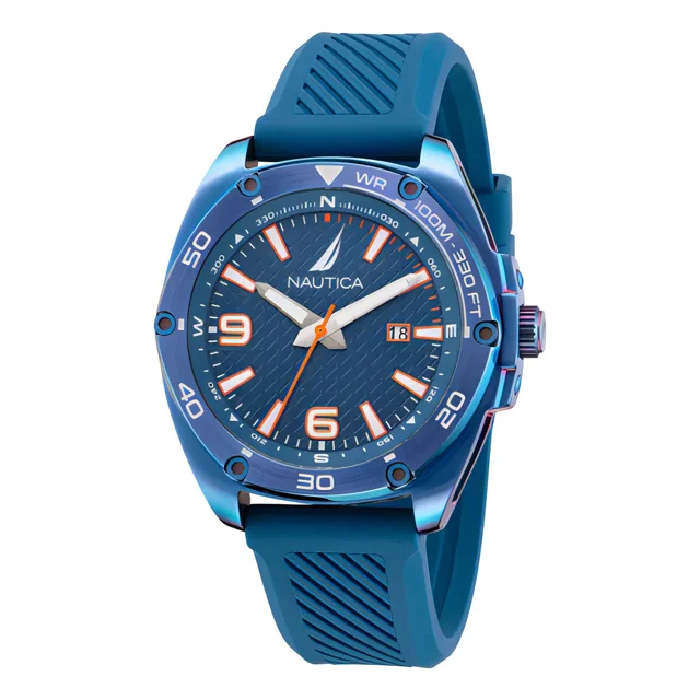 Reloj Nautica Tin Can Bay 3 Hands Fechador Caratula Azul y Correa Azul Caja 43 mm NAPTCF201