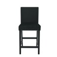 thumbnail image 3 of Benjara Kate 40 Inch Wooden Counter Height Chair with Velvet Seat, Set of 2, Black, 3 of 5