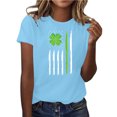 thumbnail image 3 of BiZtdJrK Womens Summer Tees Irish Shamrock Graphic St Patricks Day T Shirts Crew Neck Fashion Holiday Tee Tops Light Blue XXL, 3 of 4
