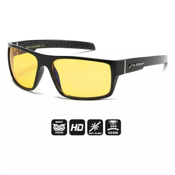 HD High Definition Blue Blocking Driving Sunglasses Yellow Tinted Lens Black Mat