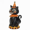 thumbnail image 5 of Halloween Black and Orange Resin Cat, 10 in H Retro style Vintage style carnival Tabletop Figurine Decor, 5 of 5