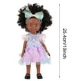 thumbnail image 4 of Black 10 Inch Baby Doll with Curly Hair, 8-Inch Realistic Vinyl Doll, Flexible Joints Role Play Toy, Washable Styled Hair, Developmental Pretend Play Gift for Girls 3+ Years Old, 4 of 9