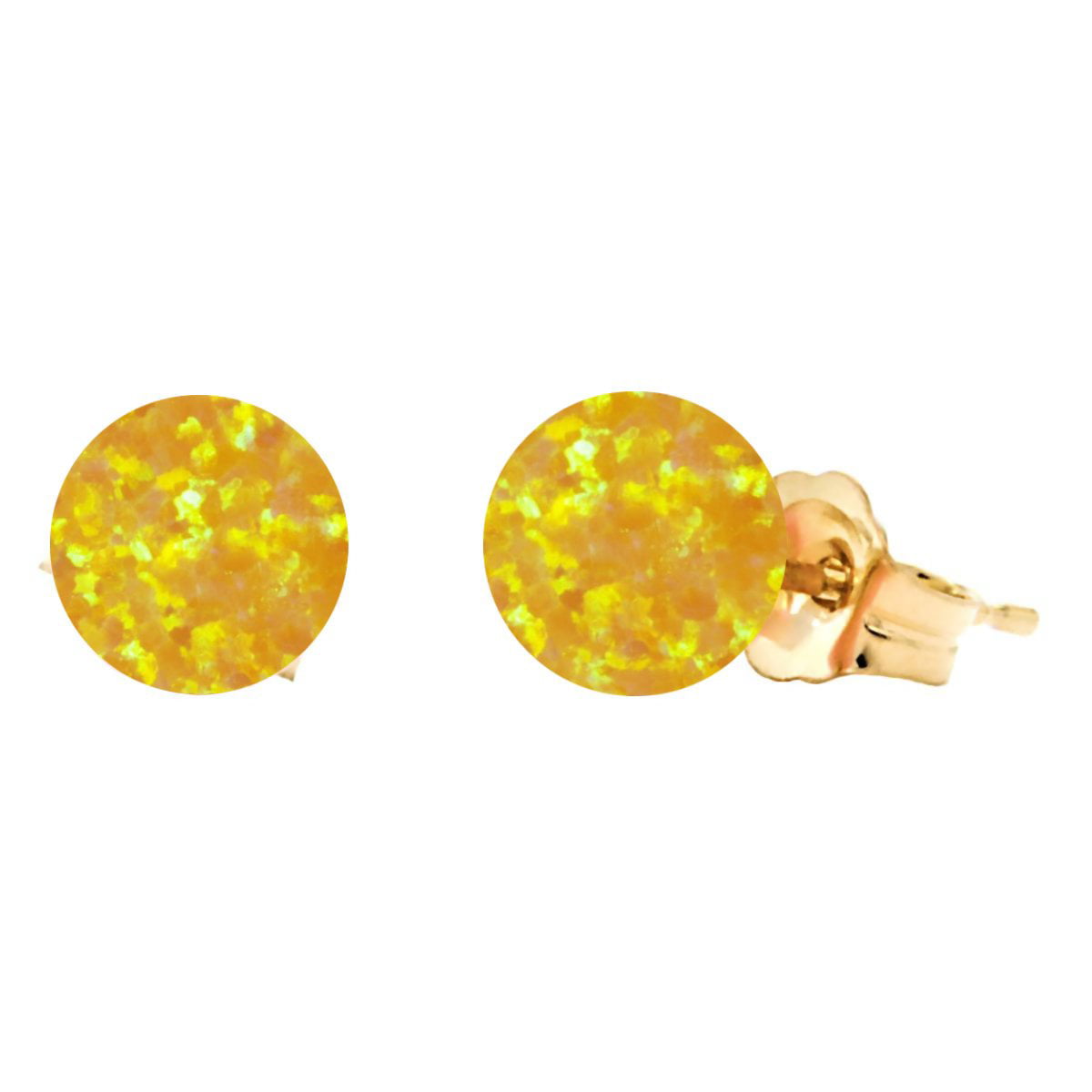Trustmark Jewelers - Cira: 6mm Citrine Yellow Synthetic Opal Ball Stud Post Earrings 14K Yellow Gold