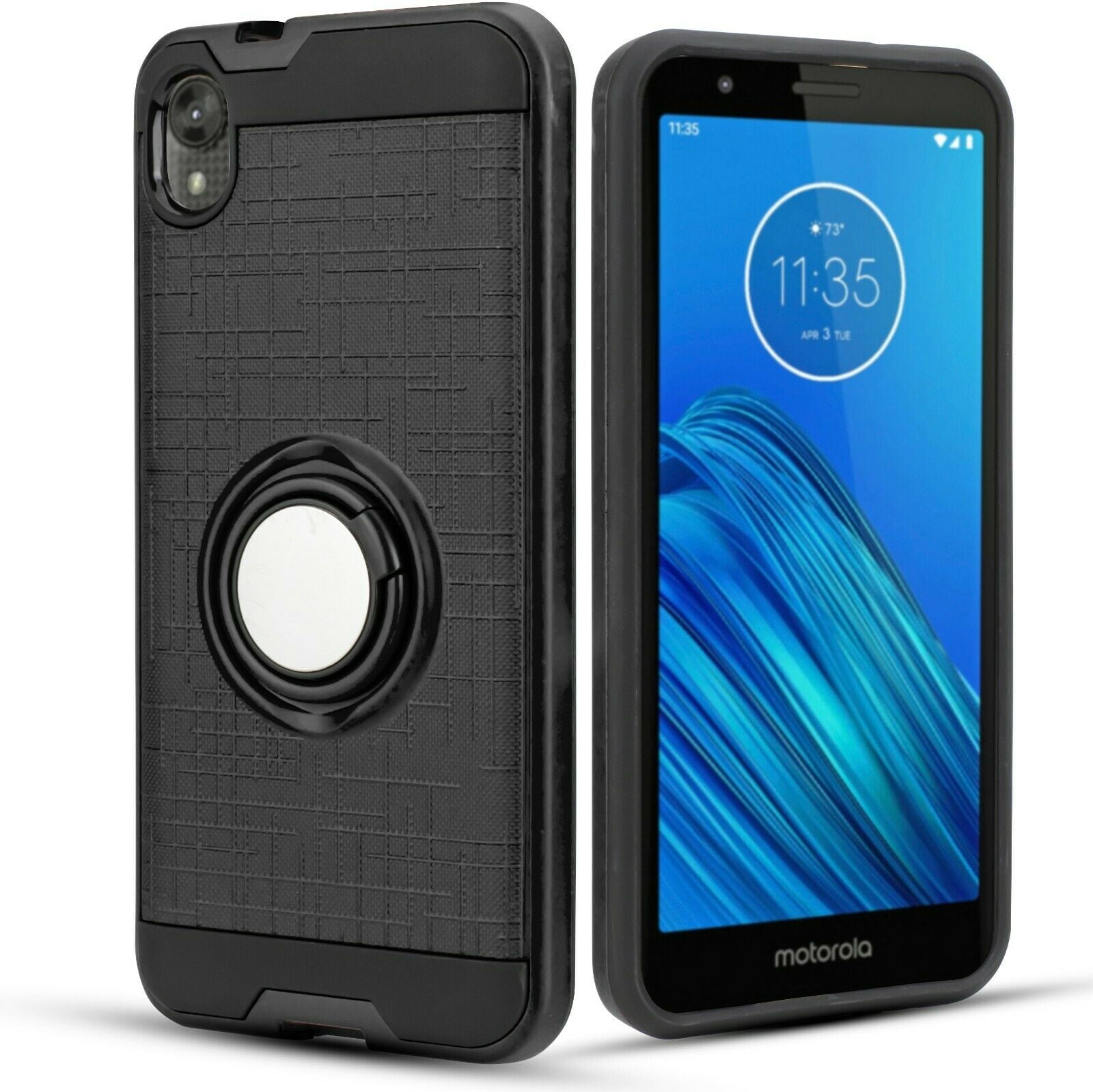 for Motorola Moto E6 Ring Selfie Rugged Case Phone Case