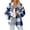 Blue, variant on Stamzod Fall Winter Jackets for Women Fashion Plaid Printed Thicked Warm Fleece Jacket Women Casual Button Down Coats Outerwear with Pocket Blue L