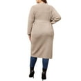 thumbnail image 4 of DARING DIVA Plus Size Sweater Knit Long Sleeve Belted Overwear 1X Khaki, 4 of 6
