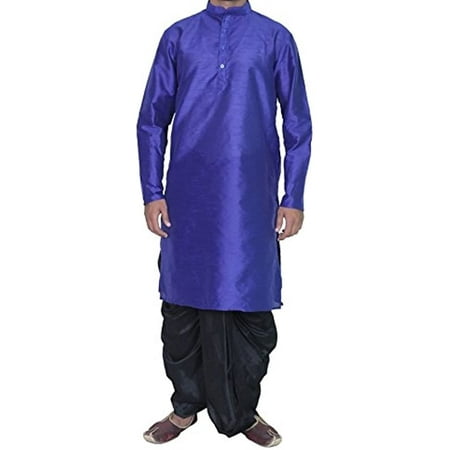 

Royal Men s Art Silk Blend Dhoti Kurta Set_Blue