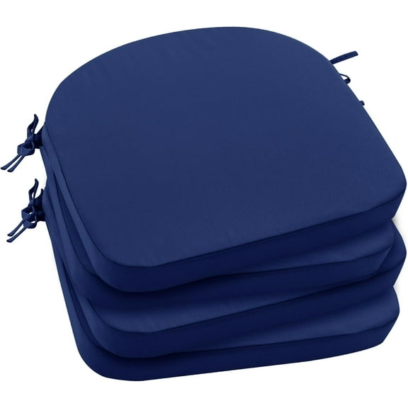 Outdoor Chair Cushions Set of 4: Waterproof & Fade Resistant Patio Furniture Cushions - 19 x 19 x 2 Inch Non Slip Round Corner Seat Cushion Pads with Removable Cover for Garden Yard Lawn, Navy Blue