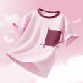 thumbnail image 5 of Teylalorva Girls Cotton T-Shirt with Pocket Crew Neck Short Sleeve Kids Summer Trendy Casual Tee Pink Size 10-12, 5 of 9