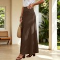 thumbnail image 4 of IUYRTFE Women Elastic Waist Cotton Linen Midi Skirt Solid Color Casual A Line Skirt for Summer Vacation Daily Wear, 4 of 7