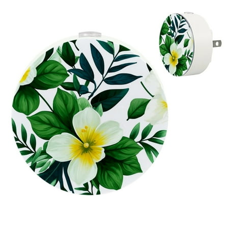 

YZUOUZY Night Lights Plug into Wall Night Lights Bedside Lamps Set of 2 Tropical Floral Orchid Flowers