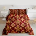 thumbnail image 2 of Feelyou Retro Damask Full Size Comforter Sets, Red Gold Mandala Flower Bedding Sets, 3pcs, 2 of 8