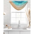 thumbnail image 4 of Waterfall Valances for Windows, Aqua Ombre Coastal Kitchen Sheer Valance Curtains, Summer Nautical Beach Ocean Seaside Rod Pocket Elegant Swag Valances for Living Room Bedroom, 47.2"x38.5", 3 Panel, 4 of 8