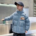 thumbnail image 2 of Odeerbi Teen Boys Girls Hooded Puffer Jacket Halloween Pumpkin Winter Coats Thermal Padded Coat Down Jacket Warm Clothes 5-16 Years Kids Long Sleeve Outerwear Heavy Coat Blue, 2 of 8