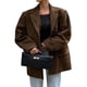 thumbnail image 2 of Chaqueta de Gamuza Y2k, Abrigo de Piel Sintética Marrón, Moda Femenina de Otoño, Abrigo de Gran Tamaño con Bolsillos Antiguos. Café L, 2 of 10