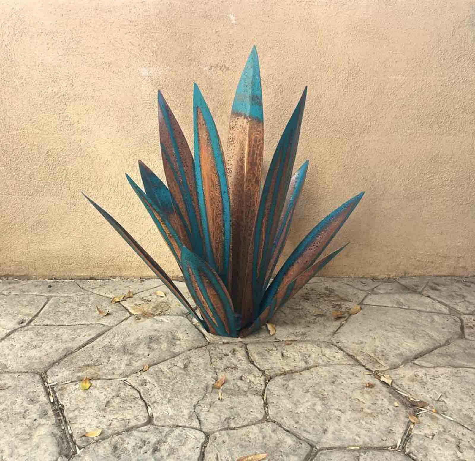 Kojanyu 25“ Metal Art Tequila Rustic Sculpture Garden Yard Sculpture Home Decor 9 Leaves