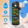 thumbnail image 2 of Ntswasd Botella De Agua Para Niños Con Pajita, Vasos Aislados Para Niños De 18 Oz Con Acero Inoxidable A Prueba De Fugas Para Deportes Escolares Y Viajes (Dinosaurio), 2 of 5
