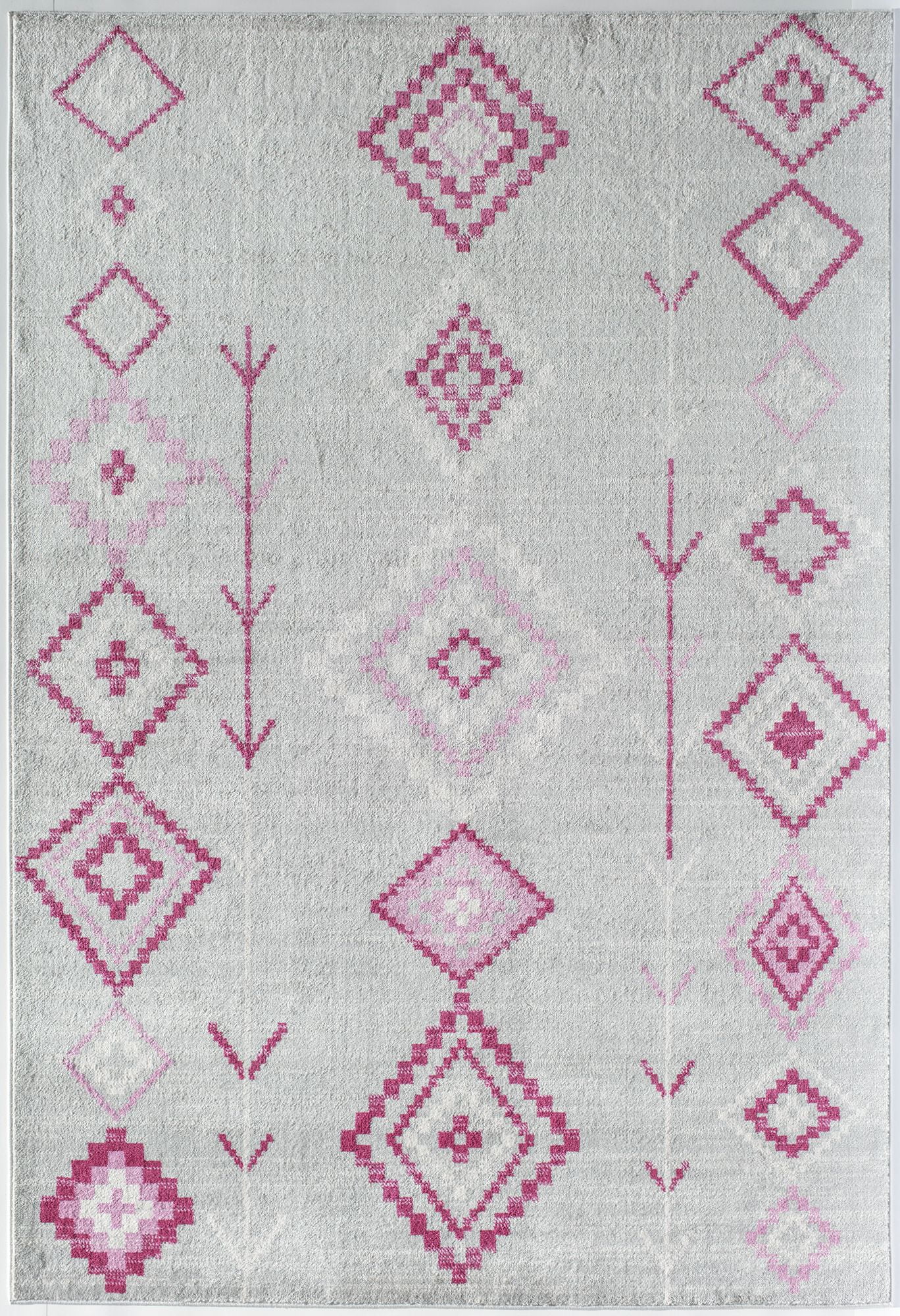 Soleil BR15M Native Fushchia Tribal Moroccan gray Area Rug, 2'x4'