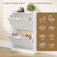 thumbnail image 4 of Shoe Cabinet Organizer with 2 Flip Drawers，Freestanding Shoe Rack Cabinet，Narrow Shoe Cabinet Storage for entryway，Foyer, Hallway, White, 23.6" W × 6.3" D × 33.1" H, 4 of 18