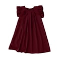 thumbnail image 2 of Ruyang Kids Girls Frilly Skirts Ruffle Fly Sleeve Round Neck Sundress Summer Solid Beach Vacation Casual Mini Dresses, 2 of 6