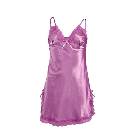 

Allegra K Women s Nightgown Satin Lace Trim Sleepwear Pajama Dress