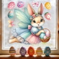 thumbnail image 6 of YingYouFu Easter Bunny Window Clings White PVC Static Window Stickers Rabbit Butterfly Flower Grass Decals Removable Reusable Window Decor for Easter Spring Home Party Glass Door Window Decoration, 6 of 7