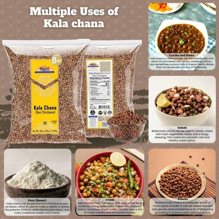 RANI BRAND, Kala Chana Desi Chickpeas 128oz, Vegan, Kosher