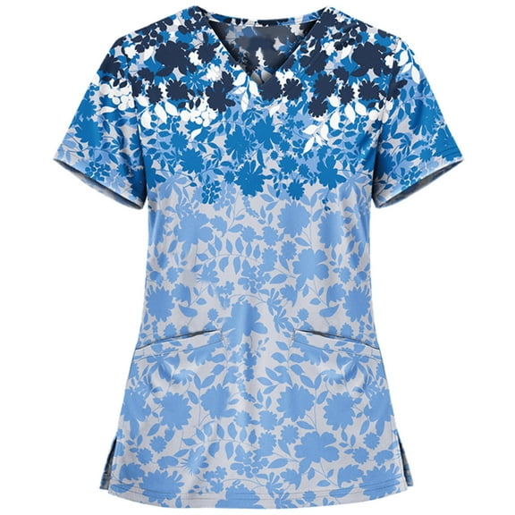 Ichuanyi Womens Tops Women Short Sleeve V-neck Tops Working Uniform Blouse