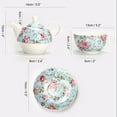thumbnail image 3 of Qeeadeea Tea For One Teapot And Cup Set, Bone China Tea Set, Tea Pot Gift Sets For Women, Tea Pot And Cups Set-blue and flowers-pot 400ml,cup 250ml, 3 of 8